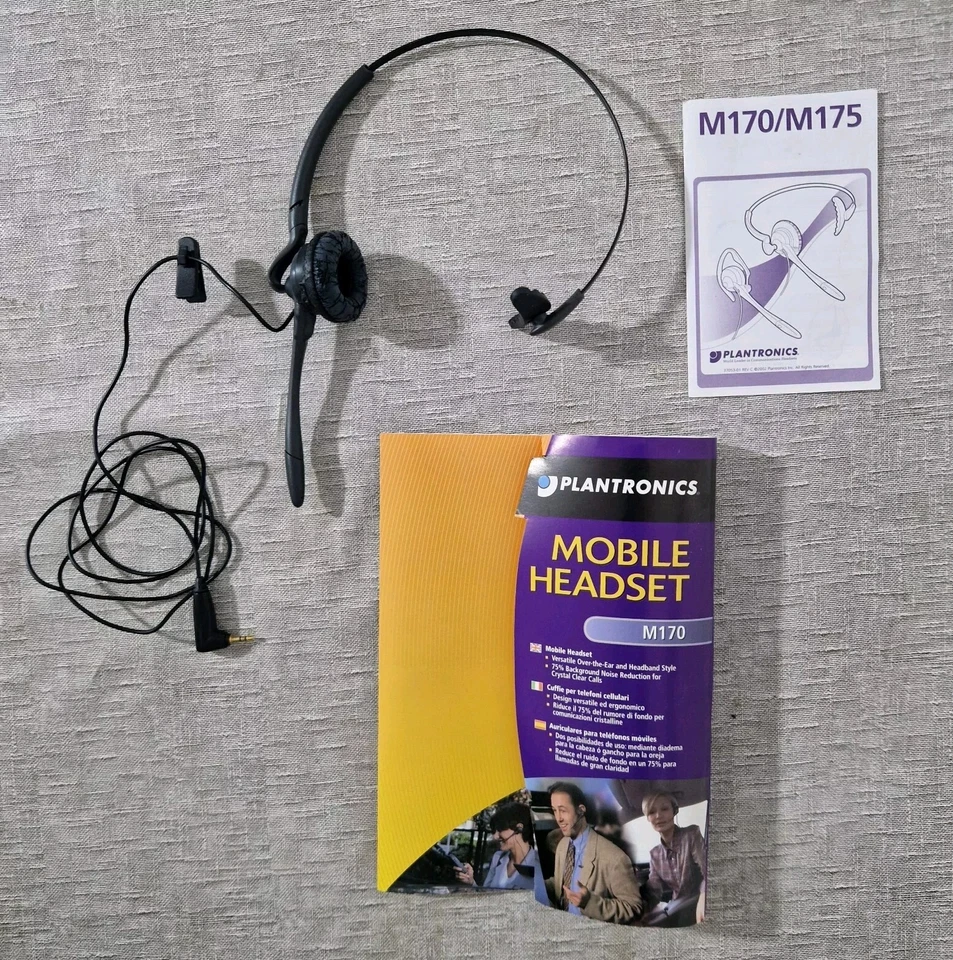 Plantronics M170 Mono Headset Over the Ear Noise Reduction Microphone Black - Image 1 of 4