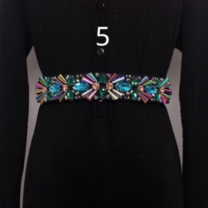 Women Elastic Crystal Waist Belt with Rhinestone Decor Waistband for Dress - Picture 1 of 23