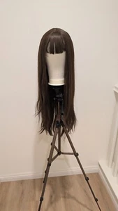 38'' FULL SYNTHETIC WIG LONG LAYERED WITH BANGS BROWN USED - Picture 1 of 3