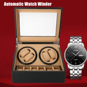 Automatic Watch Winder 4+6 Luxury Leather Watch Display Box Rotation SilentMotor - Picture 1 of 12