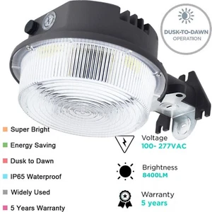 LED Yard Light 75W Dusk to Dawn Security Light with Photocell 5000K Bright White - Picture 1 of 10