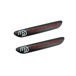 2x Black MS MAZDASPEED Logo Car L&R Fender Door Emblems for Mazda 2 3 6 RX CX MX