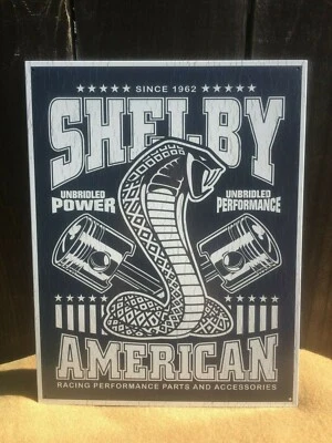 Shelby Cobra American Muscle Car Racing Auto Tin Metal Sign Garage Classic 1962 - Image 1 of 2