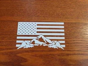 MOUNTAIN RANGE FLAG LANDSCAPE SCENE Vinyl Decal -Sticker for Car Truck 2.1 - Picture 1 of 2