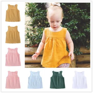 Toddler Baby Kids Girl Cotton Vest Dress Sleeveless T Shirt Tops Casual Clothes - Picture 1 of 23
