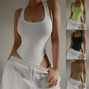 Tank Top Womens Bodysuit Breathable Comfort Polyester Regular Sleeveless - Picture 1 of 12