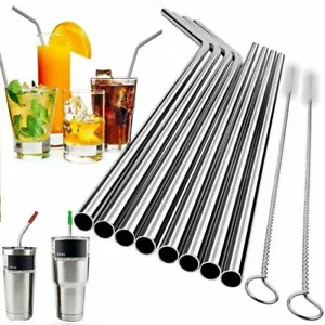 Stainless Steel Drinking Straws Metal Reusable 30 Oz Yeti Tumbler Clean Brush - Picture 1 of 15