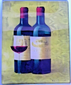 Schneidebrett Hartglas rechteckig 8"" x 10"" Weinmotiv signiert - Bild 1 von 7