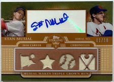 2010 Topps Sterling Career Chronicles Stan Musial Relic Auto 4CCAR-33 01/10