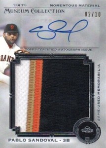 2013 Pablo Sandoval /10 Topps Museum Collection Auto Game Used Patch card MLB