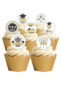 Tortenaufleger ABSCHLUSS Absolvent 2025 VORSCHNITT 24 essbare Oblatenpapier Deko - Bild 1 von 9