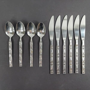 Castle Court Japan MCM Stainless Flatware Set Roses 4 Teaspoons 6 Knives Set - Picture 1 of 10