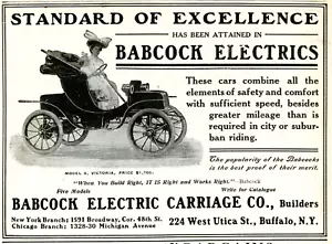 Original Babcock Elektrowagenanzeige von 1908 Buffalo NY + Indian Motorcycles Anzeige - Bild 1 von 3