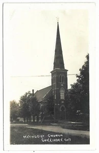 Foto real sin usar postal de la iglesia metodista del condado de Simcoe Creemore Ontario - Imagen 1 de 2