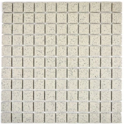 Mosaik Fliese Keramik cremeweiß rutschfest Bad Boden 18-0103-R10_b | 1 Matte - Bild 1 von 4