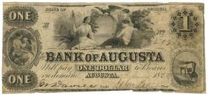 1852 Bank of Augusta Georgia $1 GA No.3207 (L2922) - Picture 1 of 2