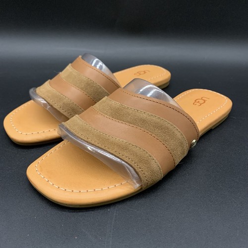 UGG XIMENA SLIDE SANDALO MARRONE OMBRE PELLE SCAMOSCIATA SLIP ON DONNA US 7