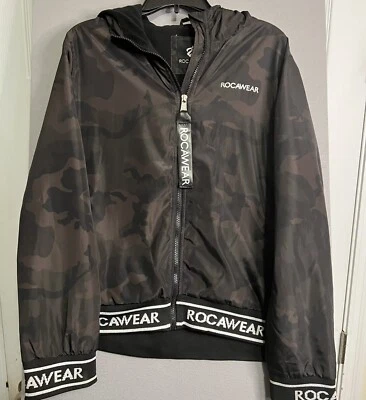 Chaqueta marrón camuflada Rocawear para hombre talla XL forrada de lana con cremallera y capucha Foto 1 de 4