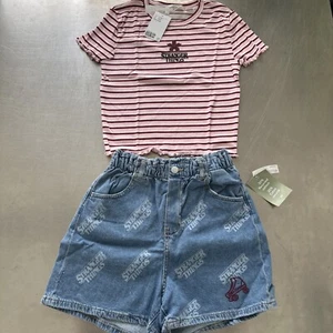 H&M Stranger Things Girls Outfit Size 16 Pink Top Shorts - Picture 1 of 7
