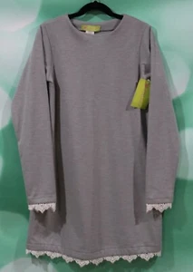 J Bailey Girls Size 12 Grey Molly Sweatshirt Dress With White Lace Trim MRSP $64 - Picture 1 of 4