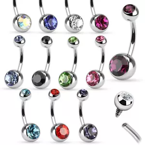 Wholesale Lot 78 Piece Surgical Steel Internally Threaded CZ Gem Belly Rings 14G - Picture 1 of 4