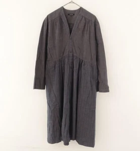 Vestido largo camisa a rayas de algodón Pas de Calais cuello en V buen estado - Imagen 1 de 6