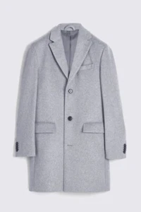 Moss Bros Men's Epsom Light Grey Wool Blend Overcoat Size UK Large RRP £199 - Picture 1 of 8