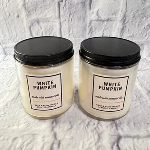 2 BATH & BODY WORKS SCENTED CANDLE WHITE PUMPKIN MASSON 1 WICK JAR 7 OZ NEW - Picture 1 of 3