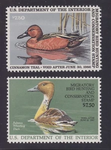 US RW52-RW53 $7.50 Duck Hunting Mint VF-XF OG NH SCV $30 - Picture 1 of 2