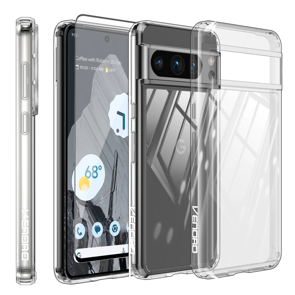For Google Pixel 7/7a/8/8 Pro Case Clear Rugged Cover /HD Glass Screen Protector - Image 1 of 1