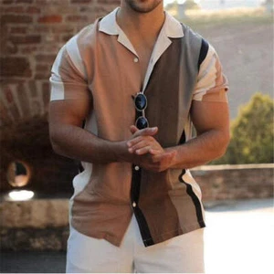 Men's Short Sleeve Cardigan Striped Casual Lightweight Fashionable Top for Summe - Picture 1 of 4