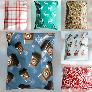 100 Weihnachten Poly Mailers Kunststoff Umschläge Versandtaschen #SmileMail® Designer - Bild 1 von 7