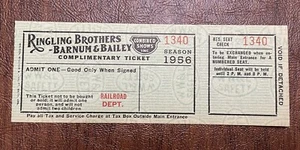 1956 RINGLING BROTHERS BARNUM & BAILEY CIRCUS TICKET - UNUSED MINT CONDITION - Picture 1 of 2