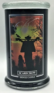 KRINGLE CANDLE Halloween 2023 SCARECROW 22 oz. Limited Edition tobacco leather - Picture 1 of 3