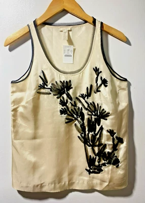 Camiseta sin mangas para mujer J Crew 100 % seda talla 6 beige adornada preppy nueva con etiquetas Foto 1 de 4