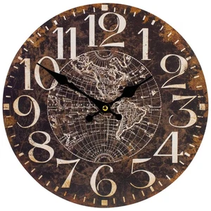 Northlight 12" batteriebetriebene runde Wanduhr mit Weltkugel Design - Bild 1 von 4