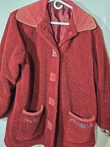 Anthony Richards Vintage Reversible Fleece Cranberry Coat Mantel Damen LP - Bild 1 von 10