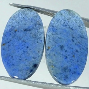 Par de piedras preciosas cabujón ovaladas de dumortierita 100 % natural de 20,00 quilates 13X24X3 mm - Imagen 1 de 4