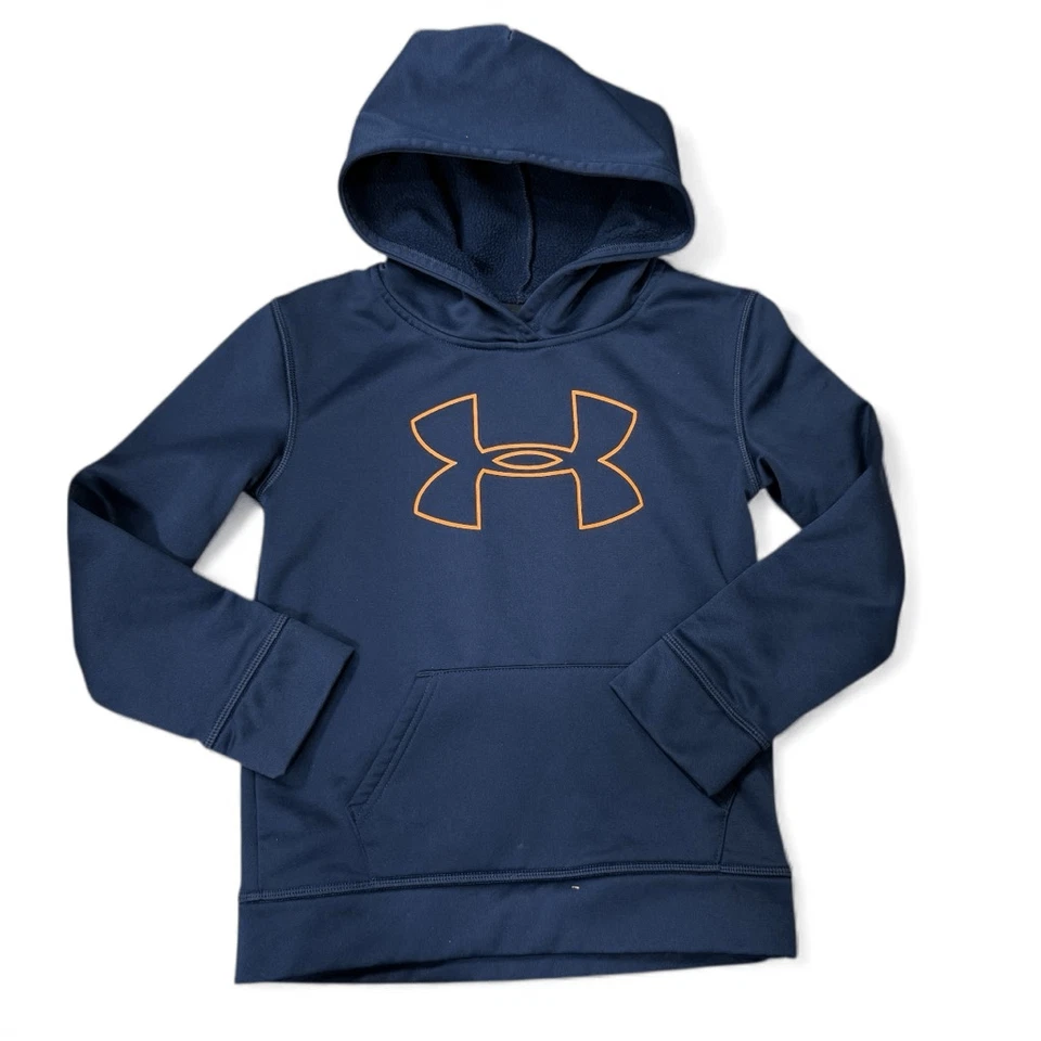 Sudadera con capucha con cremallera completa con logotipo naranja y azul marino Dri-Fit Under Armour para niños jóvenes - talla 7 Foto 1 de 1