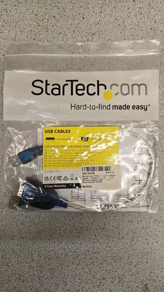 StarTech 1 Port USB to RS232 DB9 Serial Adapter Cable ICUSB232V2 - M/m - Image 1 of 1