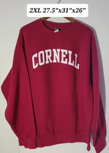 Felpa Cornell University Uomo Rosso Logo Spellout 2XL Ottime Condizioni - Foto 1 di 4