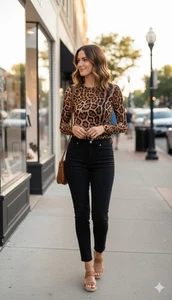 Roberta Biagi Damen Langarm Body Leopardenmuster Größe S - Bild 1 von 14