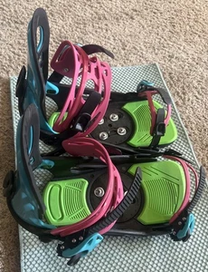 Fijaciones de snowboard Evol talla grande negro azul verde rosa casi como nuevas - Imagen 1 de 13