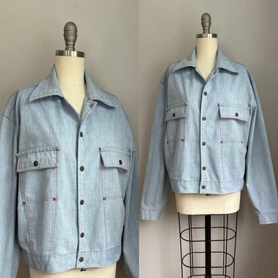 Chaqueta vaquera vintage años 70’s para hombre La-Mart ropa deportiva con costuras rojas en contraste L Foto 1 de 4