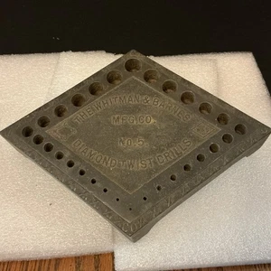 Vintage Cast Iron,Whitman & Barnes Mfg.Co.#5 Diamond Twist Drill Index,used cond - Picture 1 of 11
