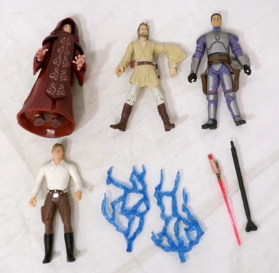 Hasbro Kenner Modern Star Wars 3.75" Figure Lot of 4 Han Obi-Wan Sidious Jango - Image 1 of 4