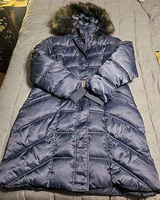 Nine West Jacket Women’s XL Puffer Quilted White Down Filler Faux Fur Trim - Image 1 of 4