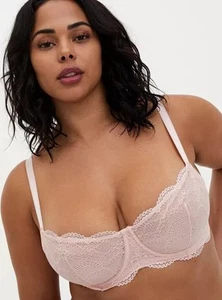Torrid NWT 40C Balconette Pink Lace Unlined Underwire Bra - Picture 1 of 7
