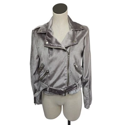 Chaqueta Travis Walter Baker para mujer terciopelo lavanda moto talla mediana cremalleras vanguardista Foto 1 de 4