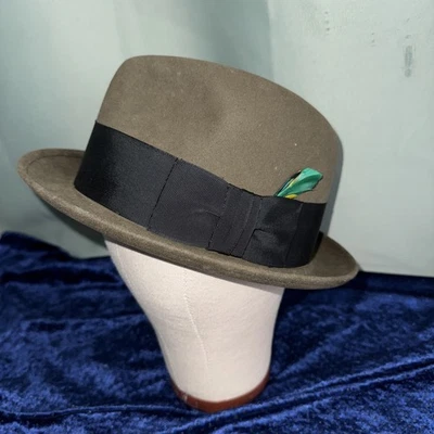 VTG 60s Stetson John B Stetson Fedora Brown Felt Hat Sz 7 Feather USA - Image 1 of 4